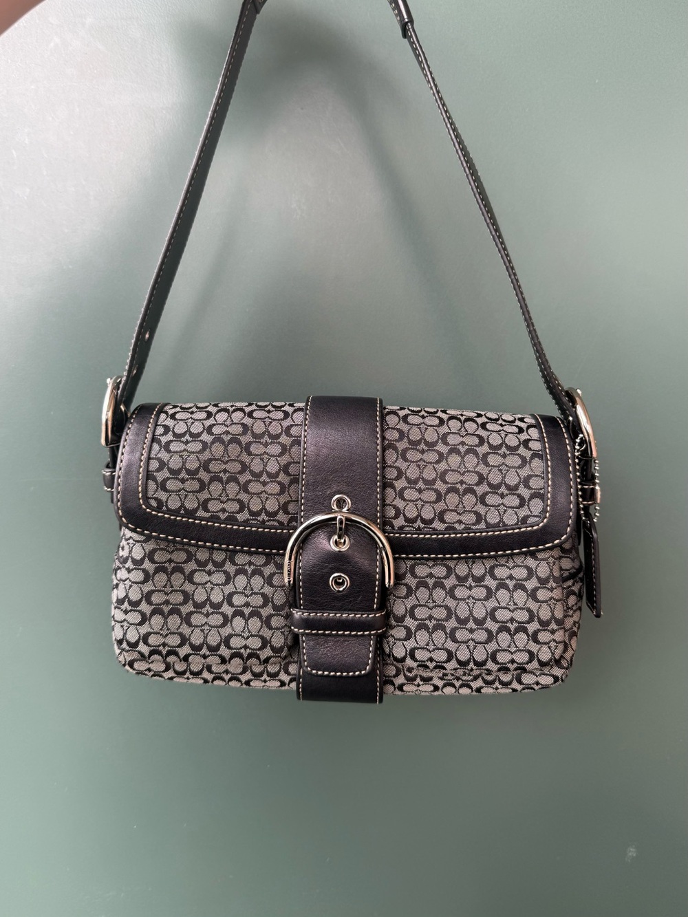 Coach black soho flap canvas bag